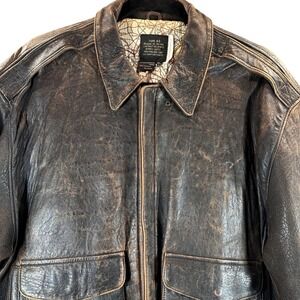 VTG 80's Avirex A-2 Flight Bomber Aviator Jacket Distressed Leather XL Italy